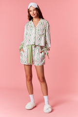 Tan Christmas Satin Gingham Pj Set Pajamas