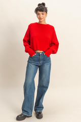 Antique White Paulette Oversized Cropped Sweater Sweater