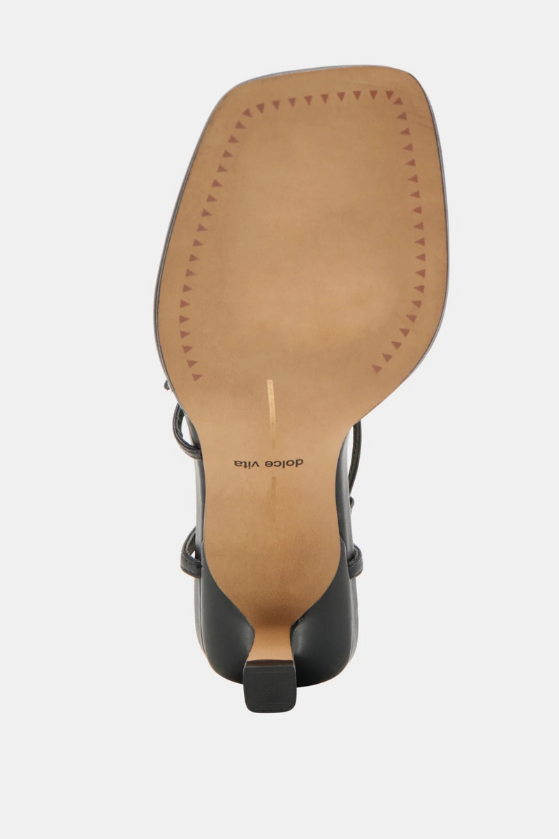 White Smoke Mylee Heels | Black Leather Heel