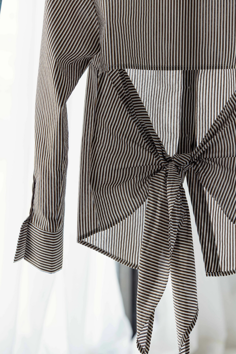 Light Gray Striped Aster Shirt Top