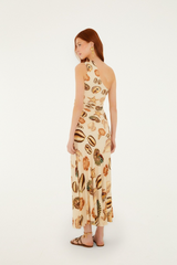 Lavender Marine Shells Sand One Shoulder Maxi Dress Maxi Dress
