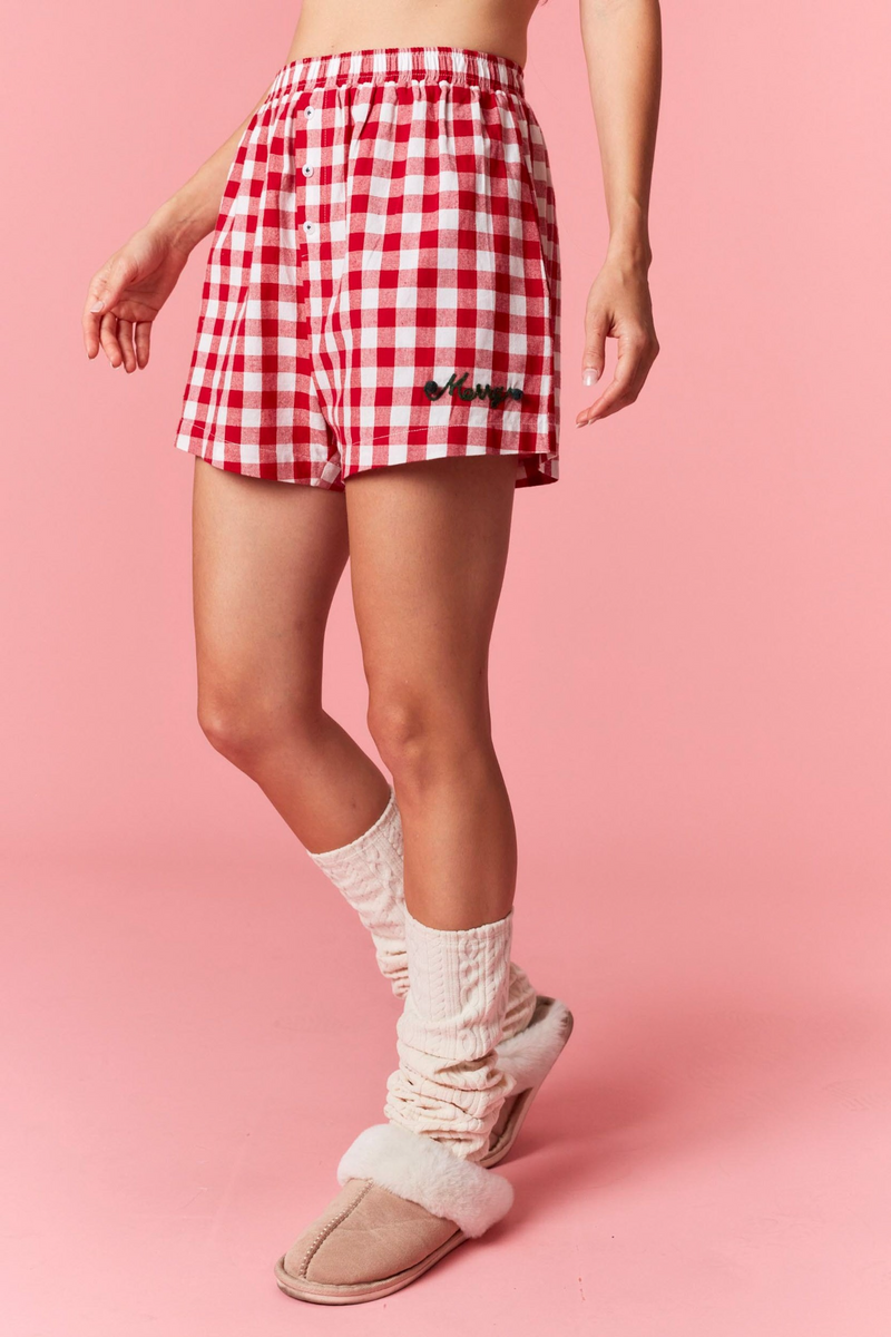 Light Pink Mini Merry Gingham Shorts Short