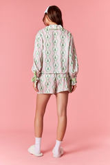 Light Pink Christmas Satin Gingham Pj Set Pajamas