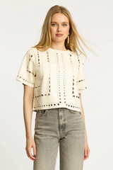 Antique White Anisa Vegan Leather Top Top