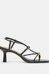 White Smoke Mylee Heels | Black Leather Heel
