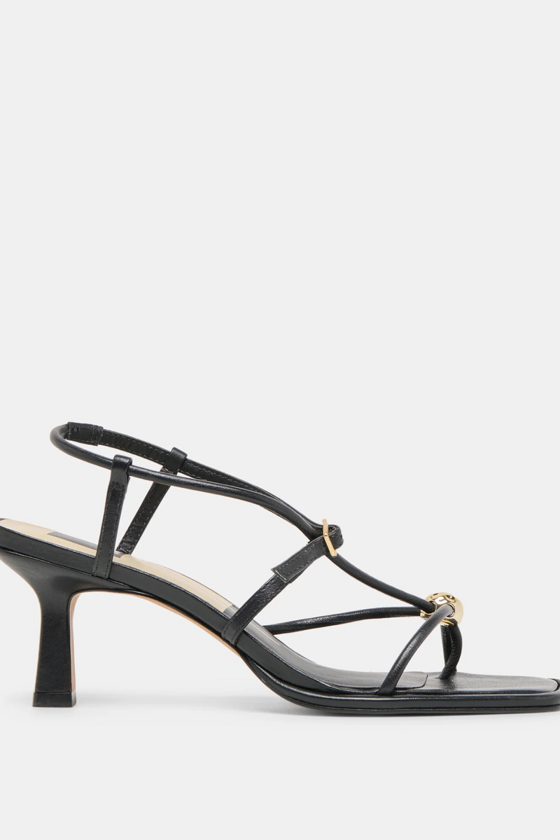 White Smoke Mylee Heels | Black Leather Heel