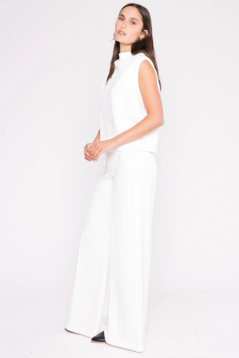White Smoke Scuba Wide Leg Pant Pant