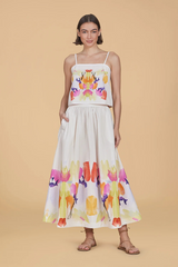 Tan Kit Skirt in Calypso Midi Skirt