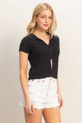 Misty Rose Beck Pointelle Knit Cardigan Cardigan
