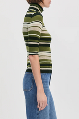 Light Gray The Amelia Top in Nottingham Stripe Top