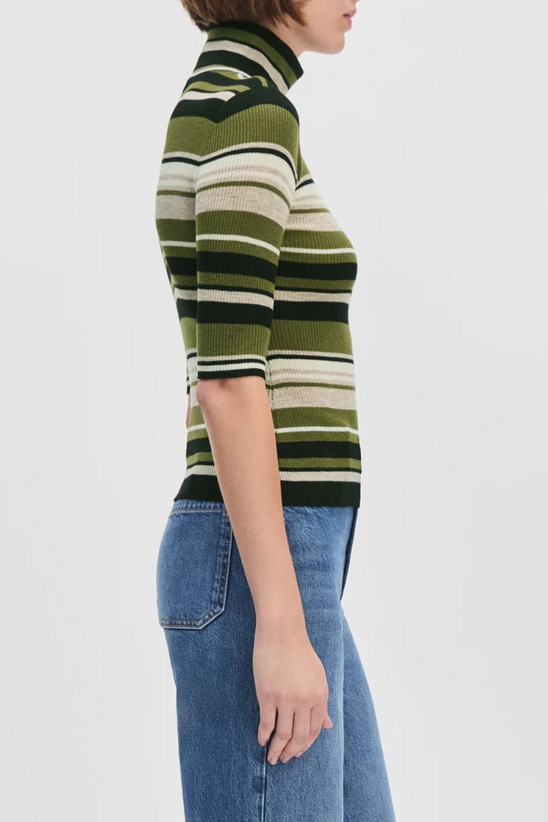 Light Gray The Amelia Top in Nottingham Stripe Top