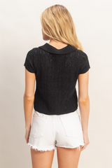 Dark Slate Gray Beck Pointelle Knit Cardigan Cardigan