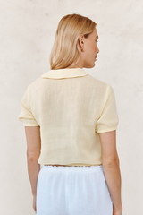 Light Gray Short Sleeve Puritan Collar Shirt Top