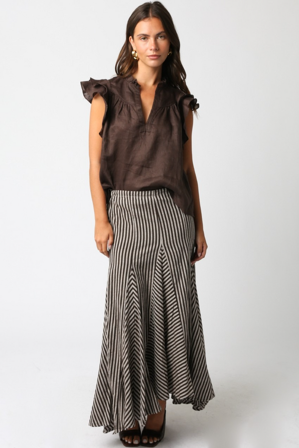 Light Gray Toffee Whirl Striped Maxi Skirt Maxi Skirt