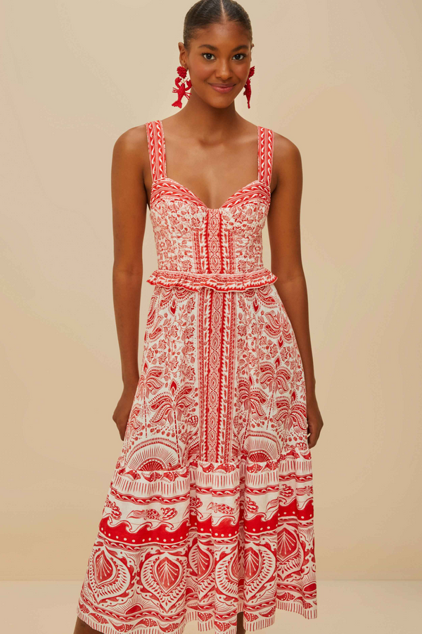 Tan River Ride Red Midi Dress Midi Dress