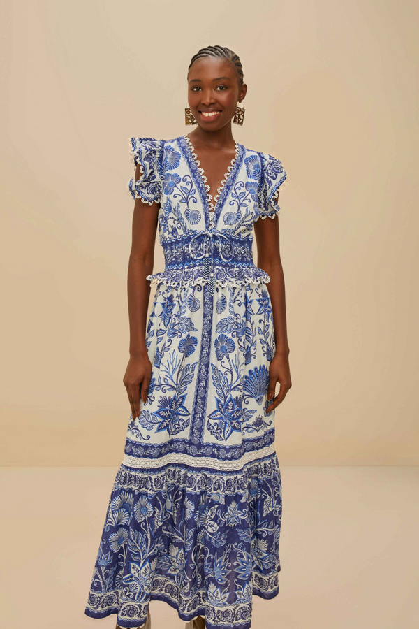 Tan Shell Garden Off White Maxi Dress Maxi Dress