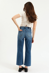 Dark Slate Gray Pleaser High Rise Wide Ankle | Indigo Wave Jeans