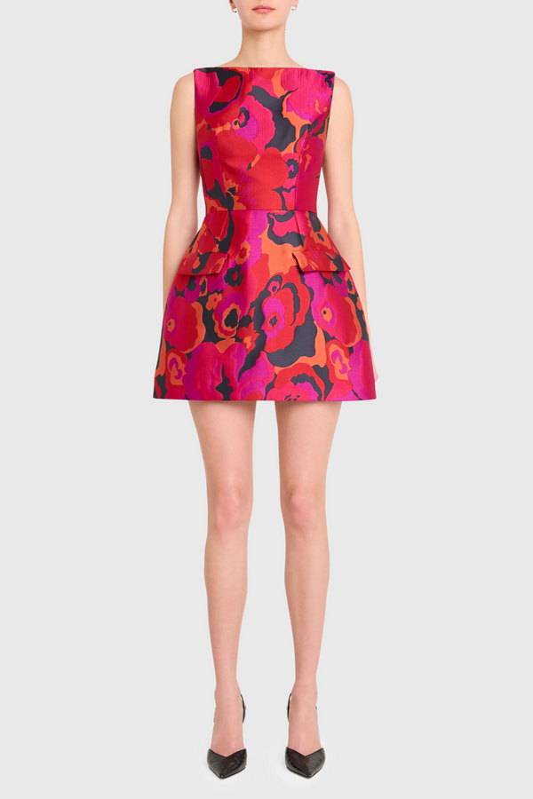 Beige Banco Dress in Pink Multi Mini Dress