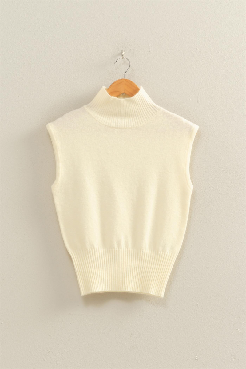 Light Gray Jimmy Sleeveless Turtleneck Top Top