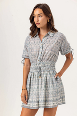 Misty Rose Isana Dress in Damask Skywash Mini Dress