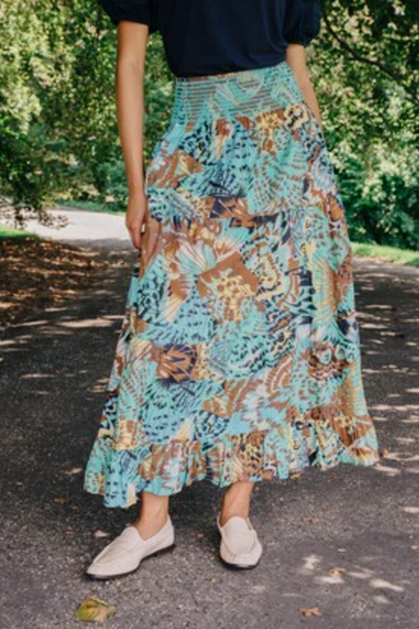 Dim Gray Luelle Skirt in Born To Fly Print Maxi Skirt