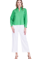 White Smoke Collar Long Sleeve Blouse Blouse