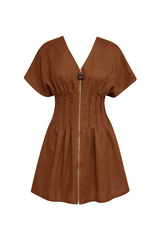 White Smoke Chanelle Short Sleeve Linen Mini Dress Mini Dress
