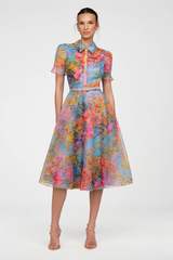 Lavender Marcel Organza Shirt Dress in Whisper Blue Zen in Bloom Formal Dress