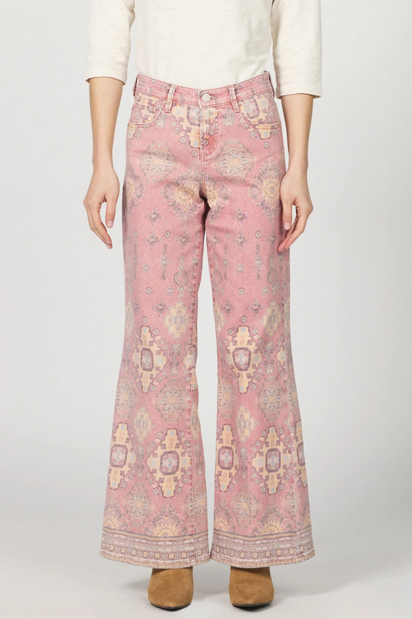 Light Gray Micah Novelty Wide Leg Jean | Tibetan Tapestry Jeans