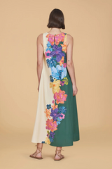 Tan Dani Dress in Floral Fete Midi Dress