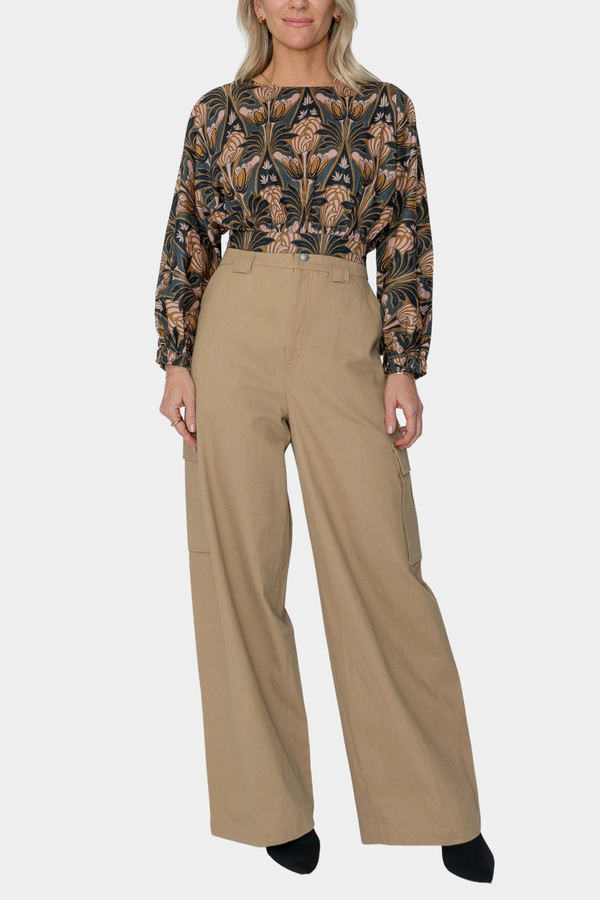 Light Gray Helene Top in Devon Print Top