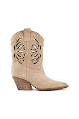 White Smoke Go West Cowboy Boots | Sand Suede Bootie
