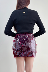 Light Gray Afterparty Sequin Mini Skirt Mini Skirt