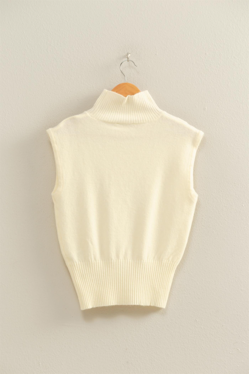 Light Gray Jimmy Sleeveless Turtleneck Top Top