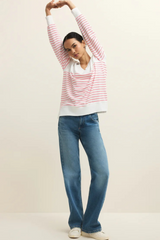 Antique White Weekender Striped V-Neck Sweatshirt