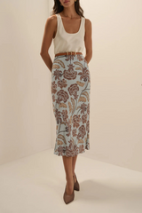 The Jojo Skirt in Sky Paisley Floral
