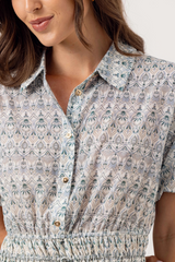 Gray Isana Dress in Damask Skywash Mini Dress