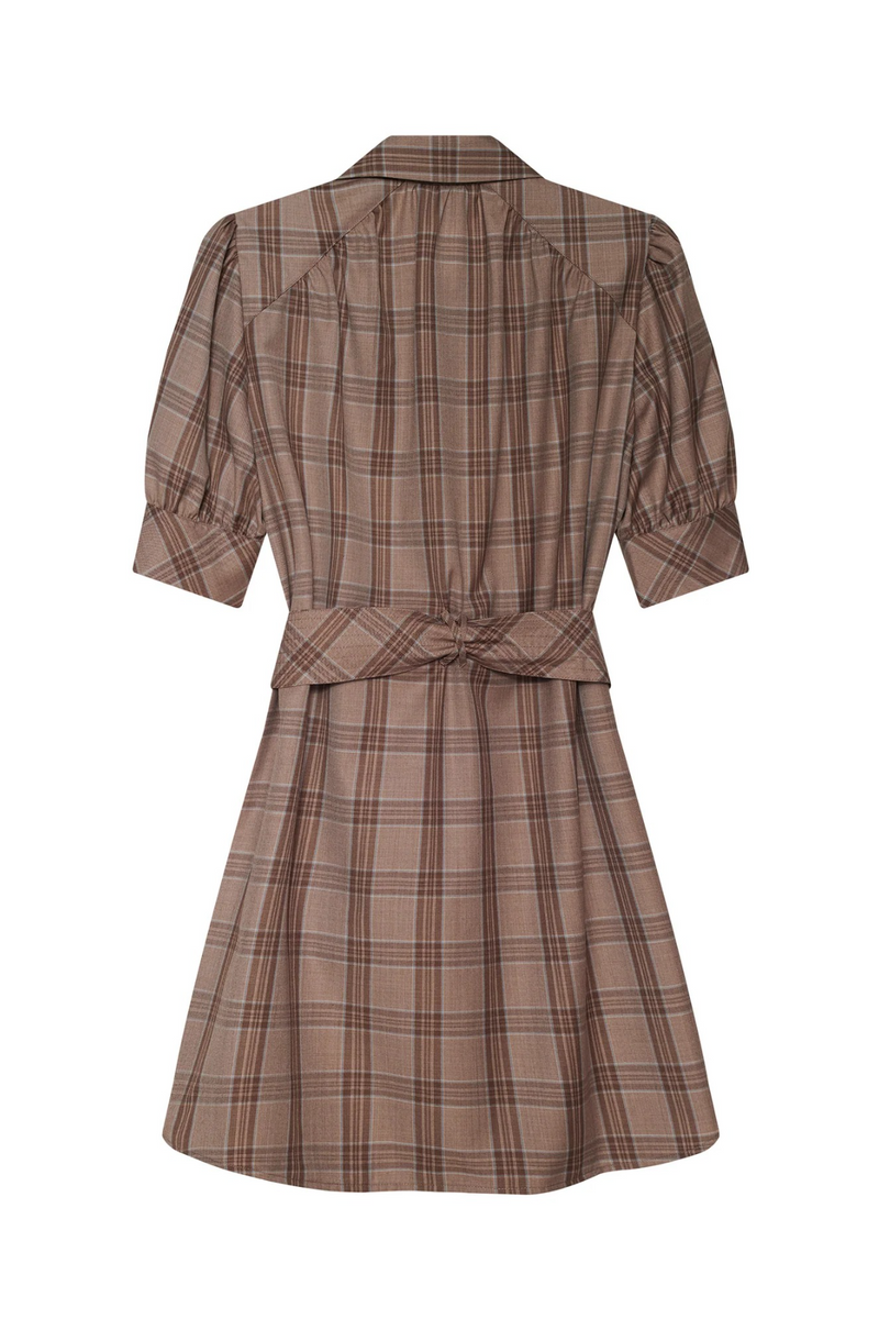 Dim Gray Kambry Dress in Mocha Plaid Mini Dress