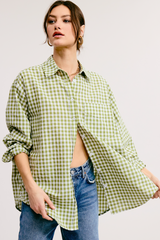Light Gray Page Oversized Gingham Shirt Shirt