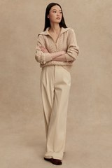 Rosy Brown Camello 2.0 Half Zip Cable Knit Sweater