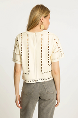 Antique White Anisa Vegan Leather Top Top