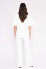 White Smoke Ponte Knit Big Shirt Shirt