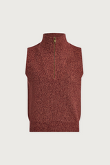 Saddle Brown Amina Half-Zip Knit Sweater Vest