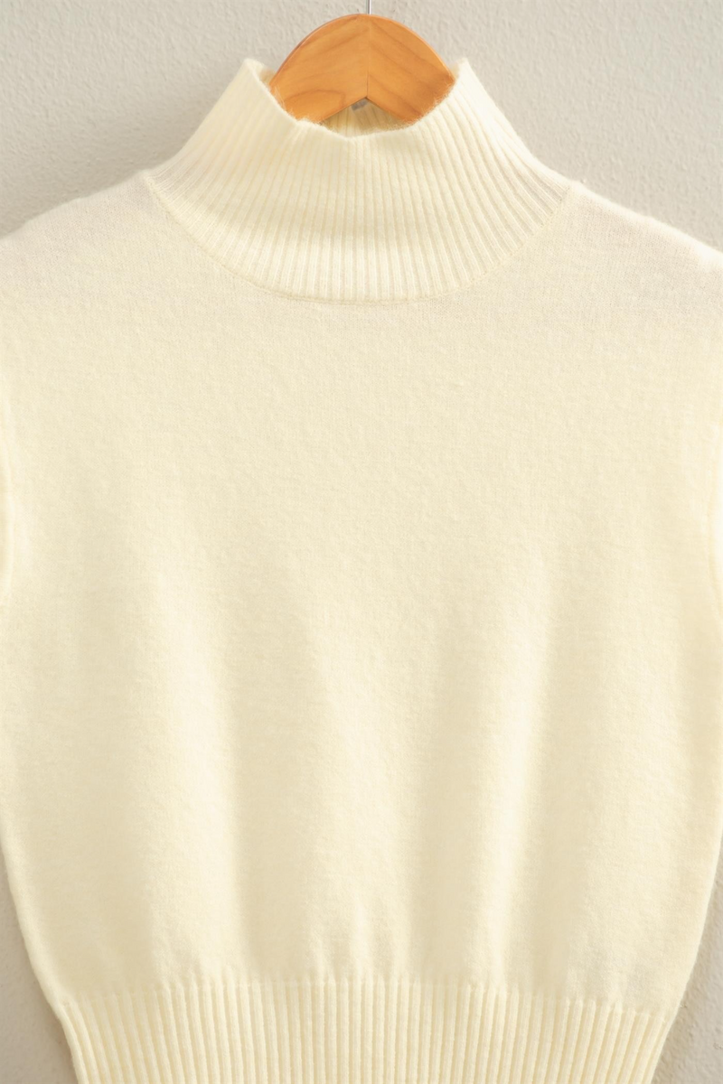 Bisque Jimmy Sleeveless Turtleneck Top Top