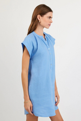 Lavender Cap Sleeve Henley Dress Mini Dress