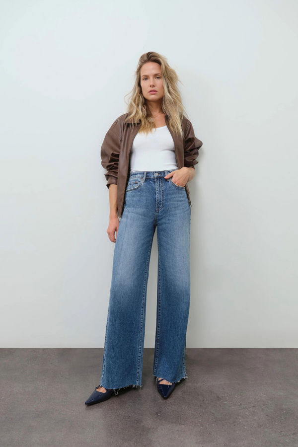 Light Gray Far Out High Rise Wide Leg | Stunner Jeans