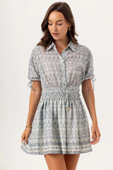 Misty Rose Isana Dress in Damask Skywash Mini Dress