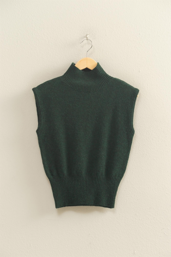 Dark Slate Gray Jimmy Sleeveless Turtleneck Top Top