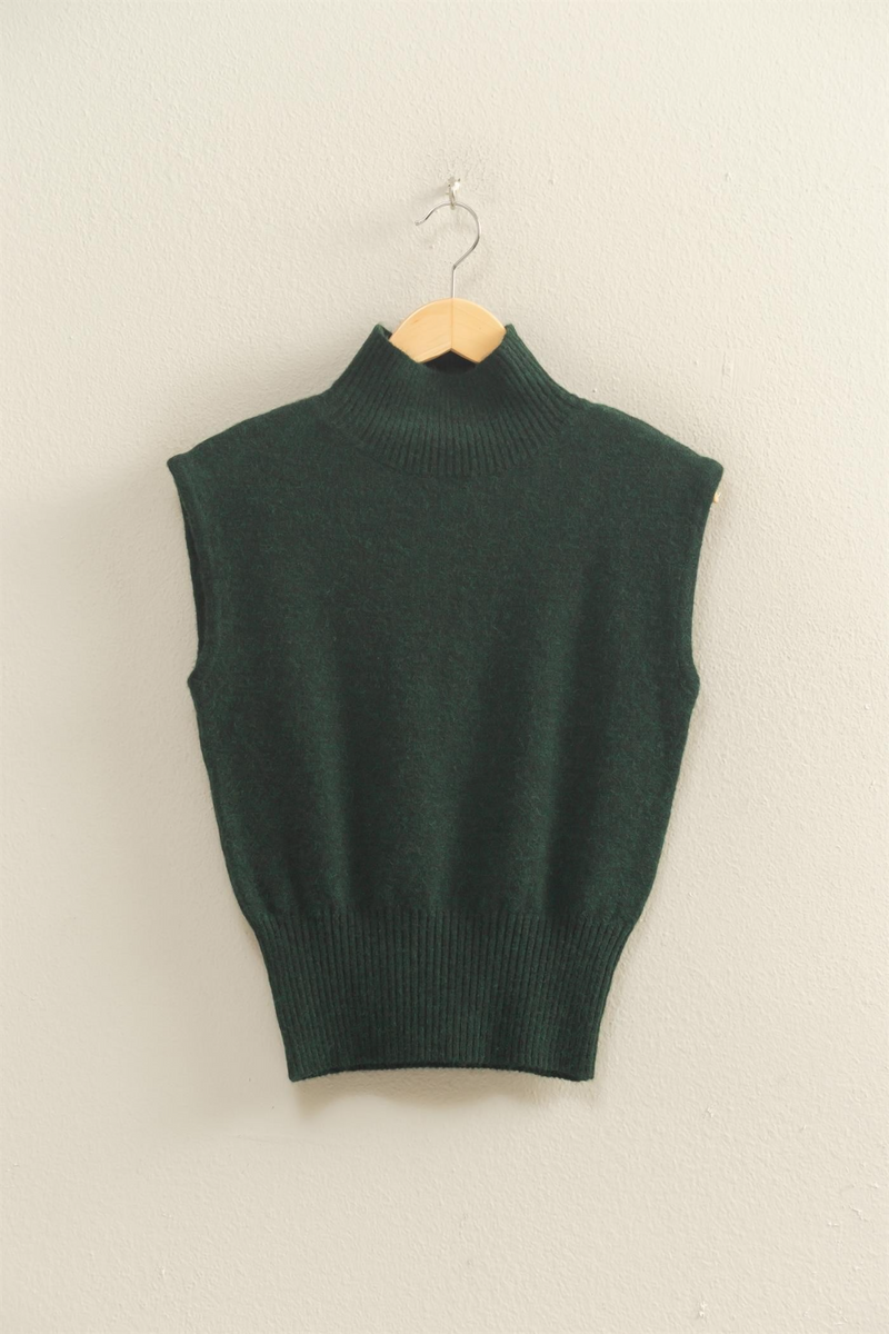 Dark Slate Gray Jimmy Sleeveless Turtleneck Top Top