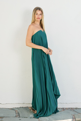 Light Gray Garden Pleats Column Dress Maxi Dress